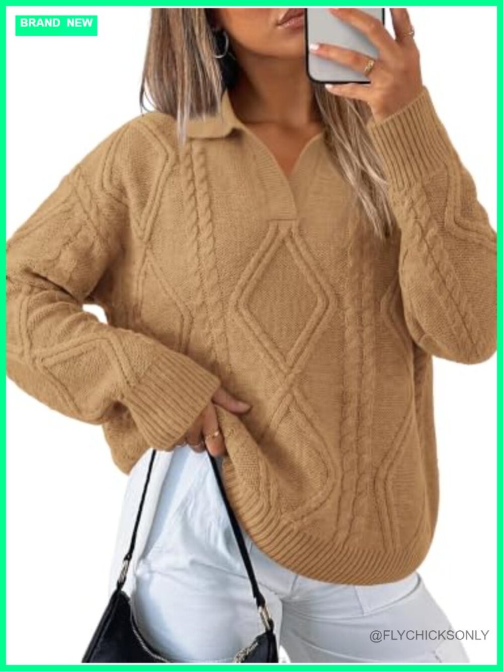 Womens Cable Knit Sweater Long Sleeve Quarter Zip Pullover Fall Winter